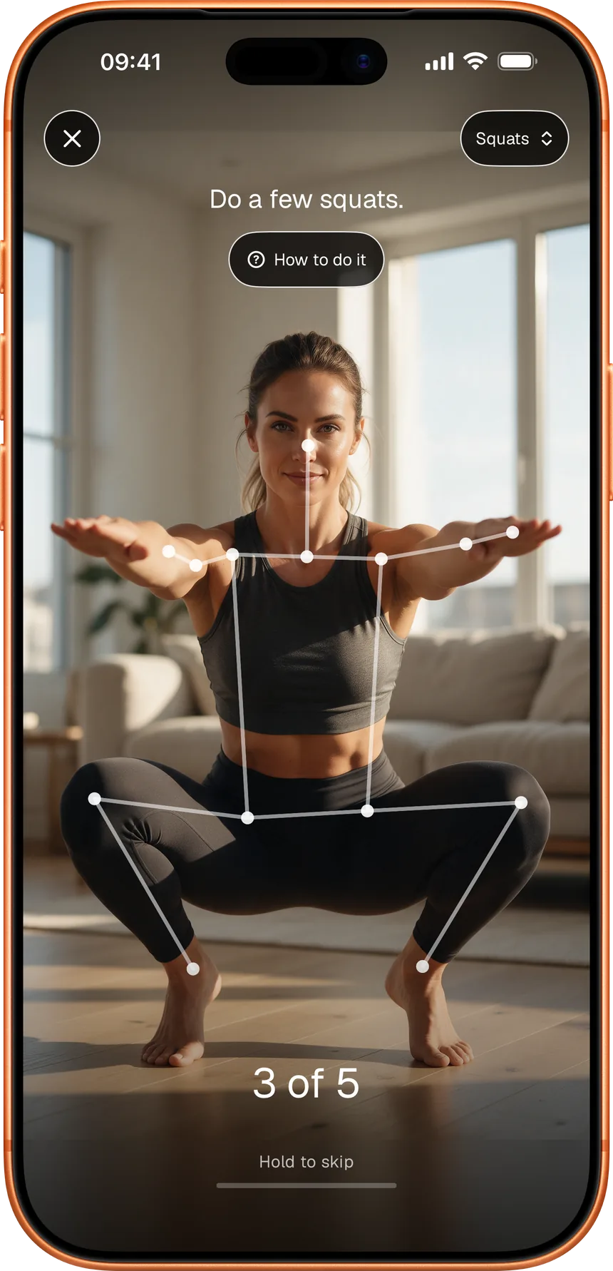 A workout friction in tregua — a few squats stand between you and the app you just opened